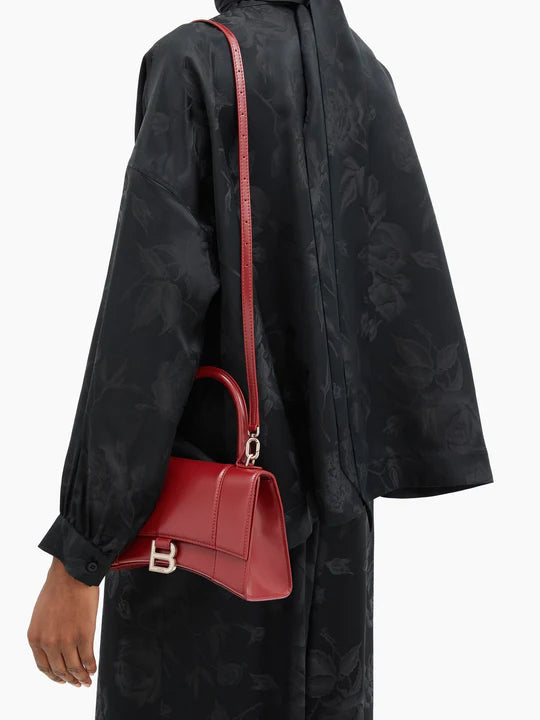 Hourglass leather top handle bag